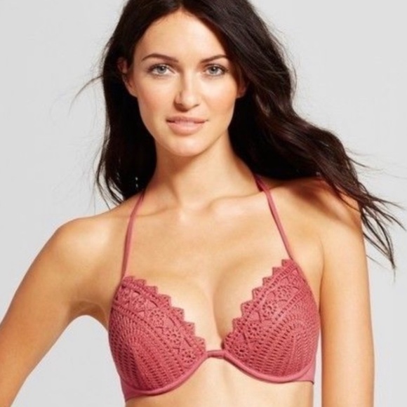 Shade & Shore Mauve crochet bra bikini top with matching bottoms - Picture 2 of 9